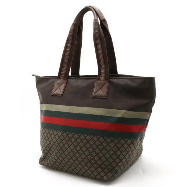 12381061 2 Gucci Diamante Sherry Line Tote Bag Nylon Leather Brown