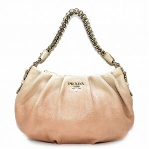 1240001011676 1 Prada 2Way Shoulder Bag Leather BeigeWhite