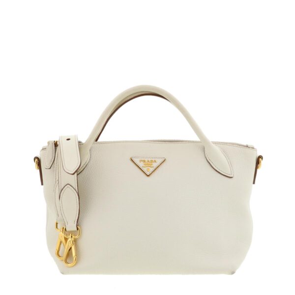 1240001023597 1 Prada Leather 2way Shoulder Bag White