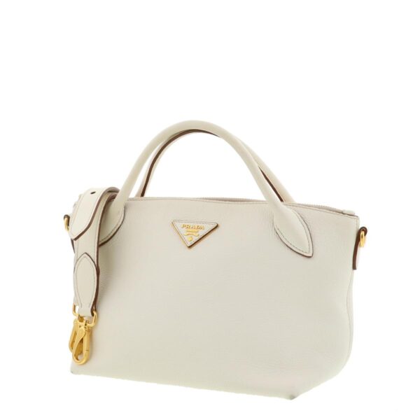 1240001023597 2 Prada Leather 2way Shoulder Bag White