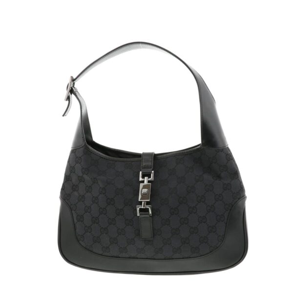 1240001025092 1 Gucci GG Canvas Jackie Shoulder Bag Black