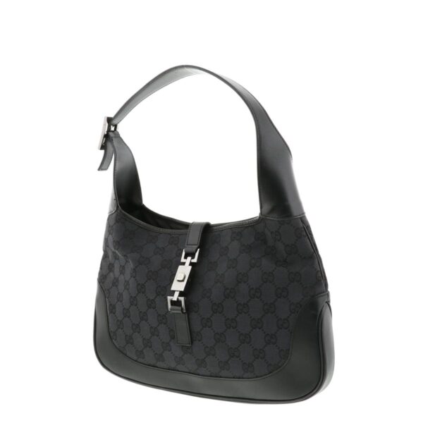 1240001025092 2 Gucci GG Canvas Jackie Shoulder Bag Black