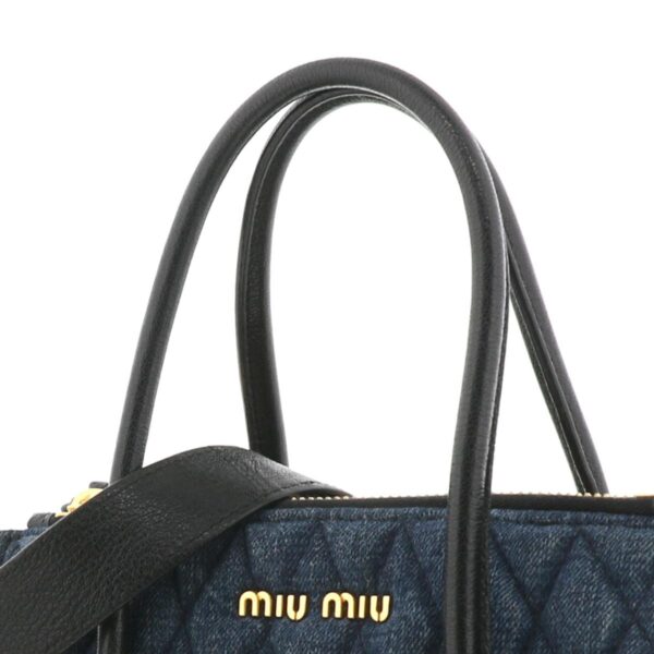 1240001029521 3 Miu Miu Denim Biker 2way Handbag Navy