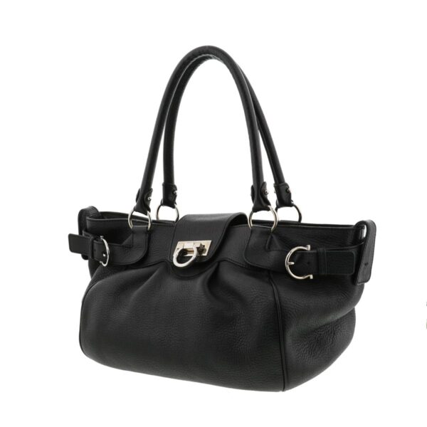 1240001030493 2 Salvatore Ferragamo Gancini Tote Bag Black