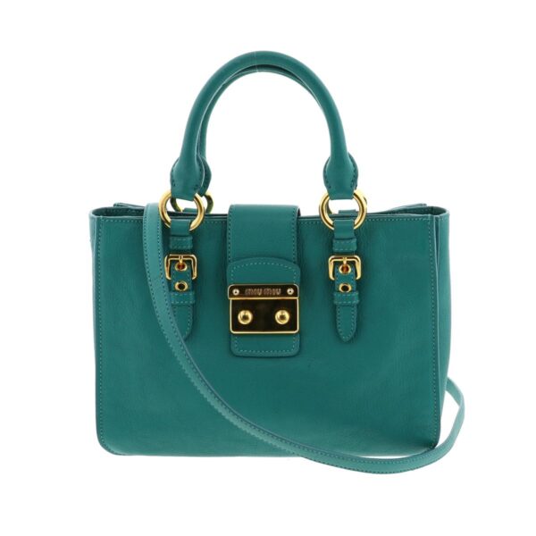 1240001030798 1 Miu Miu Madras 2way Handbag Green