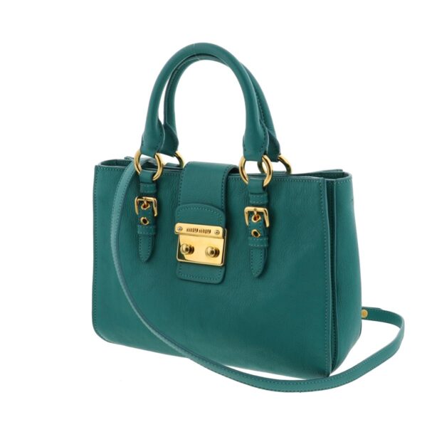 1240001030798 2 Miu Miu Madras 2way Handbag Green