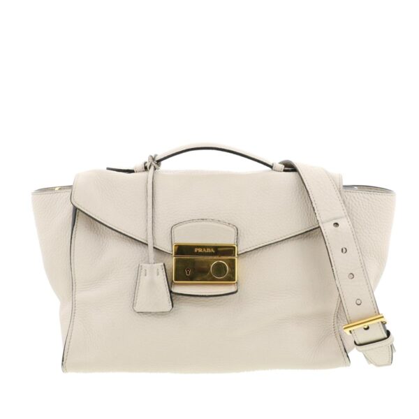 1240001031011 1 Prada 2way Handbag Shoulder Bag Ivory