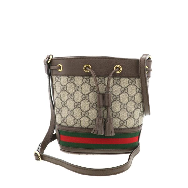 1240001031030 1 Gucci Sherry Line GG Canvas Drawstring Bag Brown