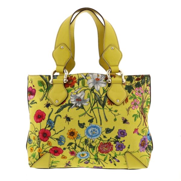 1240001031120 1 Gucci GG Canvas Flower Tote Bag Yellow