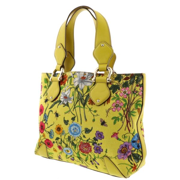 1240001031120 2 Gucci GG Canvas Flower Tote Bag Yellow