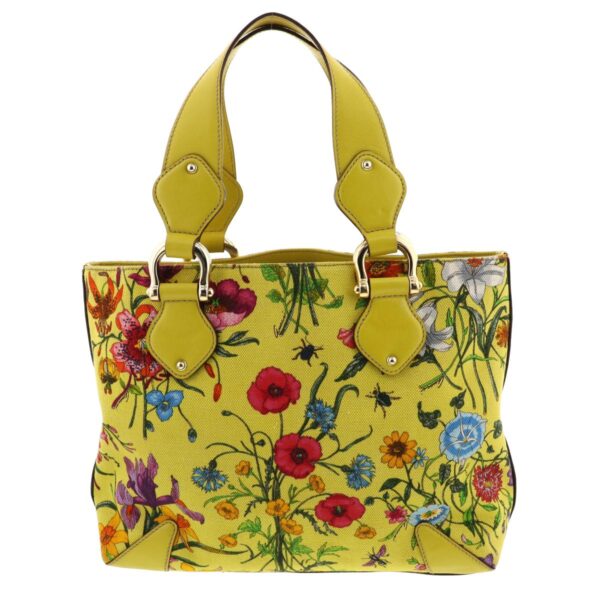 1240001031120 4 Gucci GG Canvas Flower Tote Bag Yellow