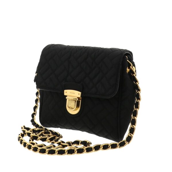 1240001031370 2 Prada Nylon Chain Shoulder Bag Black