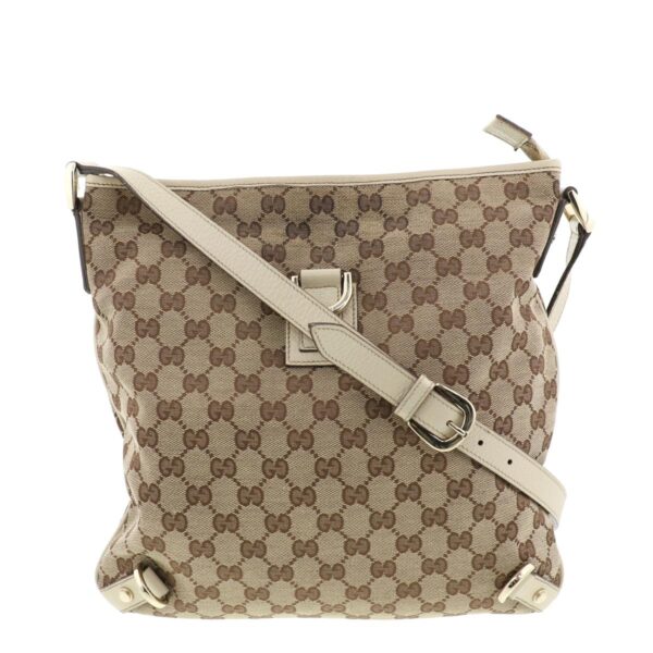 1240001031806 1 Gucci GG Canvas Shoulder Bag Beige