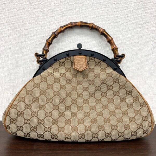 1240001035797 1 Gucci Bamboo Handbag GG Canvas