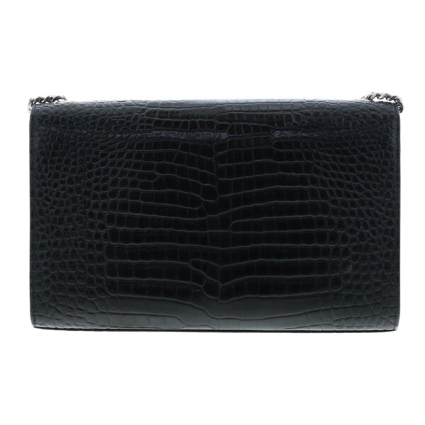 1240001037301 3 Yves Saint Laurent Croc Embossed Shoulder Bag Black