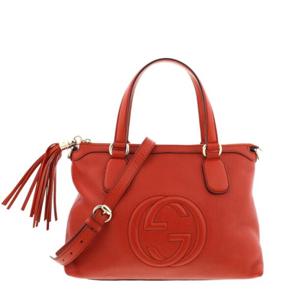 1240002009732 1 Gucci Leather Top Handle Handbag Red