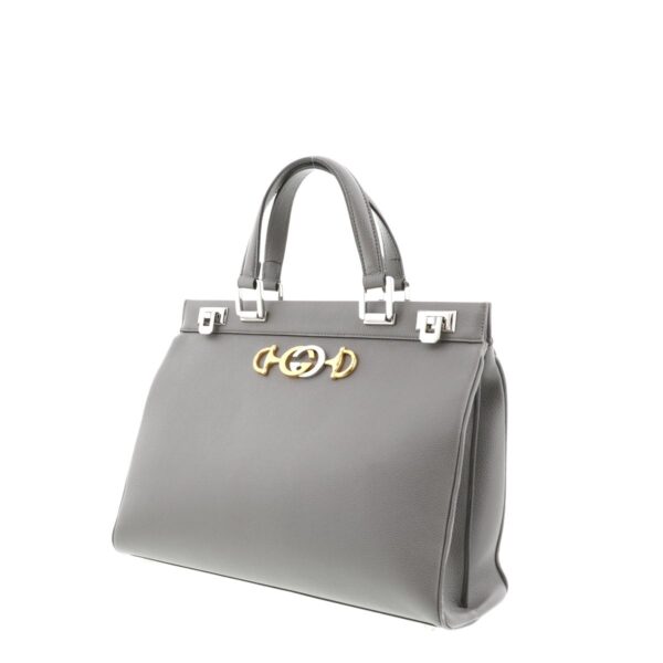 1240002010882 2 Gucci Zumi Medium Top Handle Handbag Gray