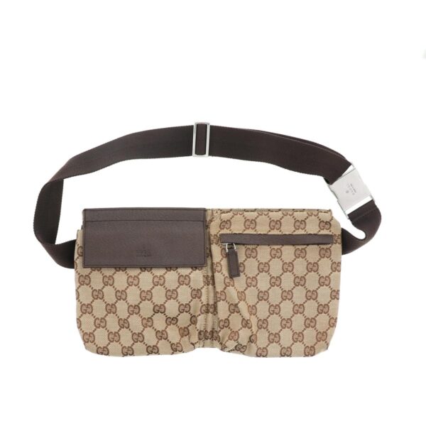 1240002012486 1 Gucci GG Canvas Waist Bag Brown