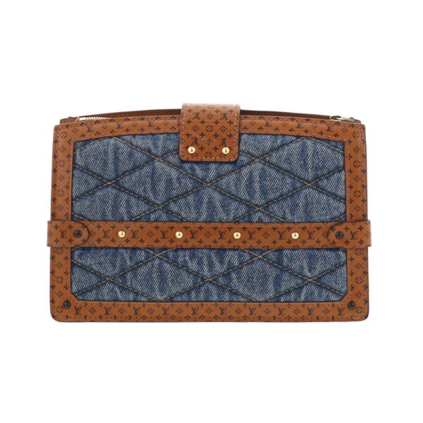 1240002016054 3 Louis Vuitton Trunk Clutch Bag Shoulder Bag Denim Blue