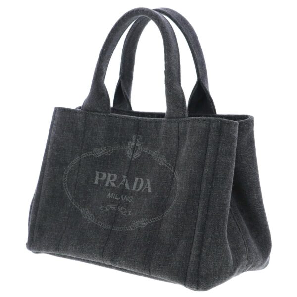 1240002017554 2 Prada Canapa Mini 2way Shoulder Bag Black Canvas Denim