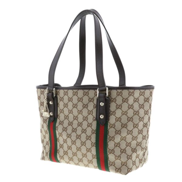 1240002020962 2 Gucci GG Canvas Tote Bag with Charm Sherry Line Beige