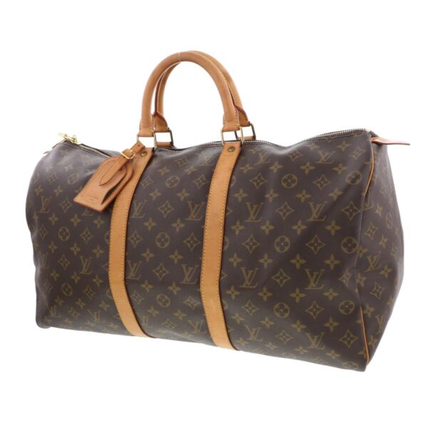 1240002022227 2 Louis Vuitton Keepall 50 Bag Monogram Canvas Brown