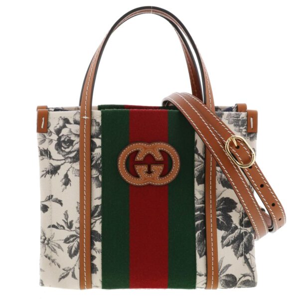 1240002022231 1 Gucci Interlocking G Mini Tote Bag Beige Floral