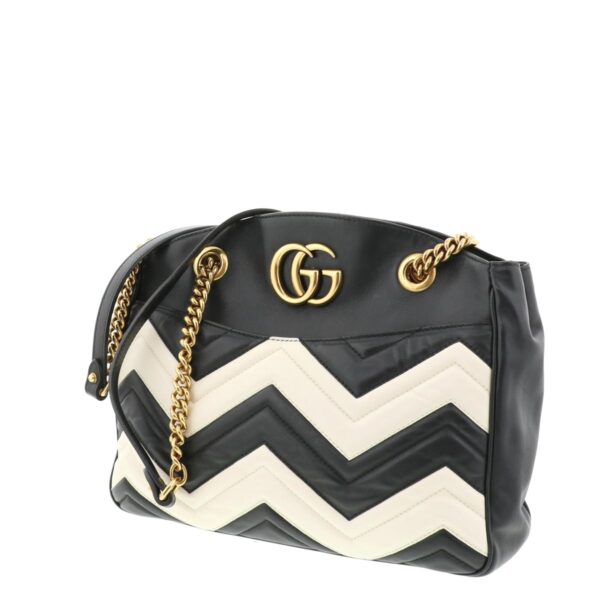 1240004011269 2 Gucci GG Marmont Chain Shoulder Bag Black White