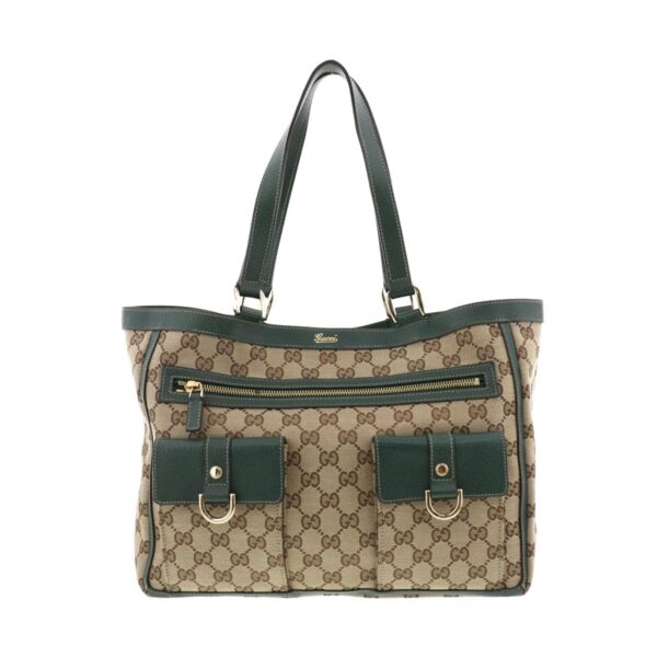 1240004011337 1 Gucci GG Canvas Tote Bag Beige Green