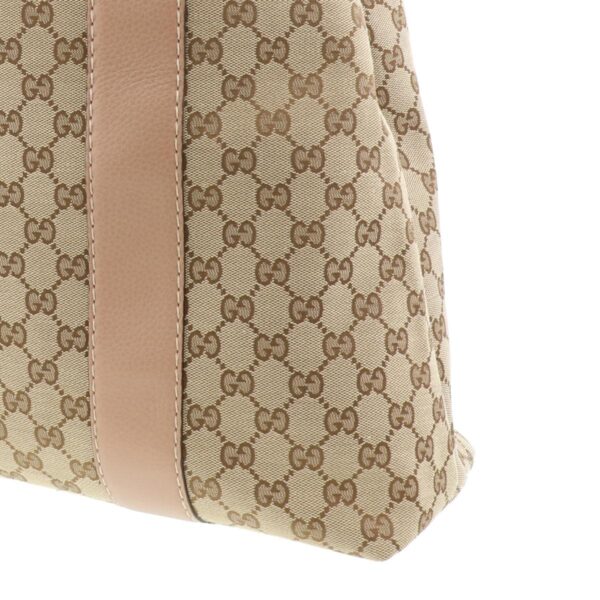 1240004011964 4 Gucci GG Canvas Bamboo Tote Handbag Pink Beige