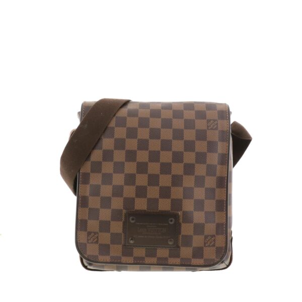 1240004011969 1 Louis Vuitton Damier Ebene Brooklyn PM Shoulder Messenger Bag Brown