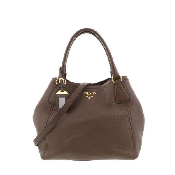 1240004012286 1 Prada 2way Leather Shoulder Bag Brown