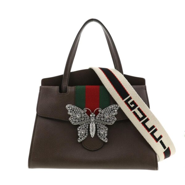 1240004018353 1 Gucci Totem Butterfly 2WAY Handbag Brown