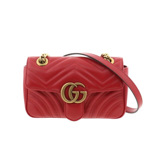 1240004018420 1 Gucci GG Marmont Chain Shoulder Bag Red