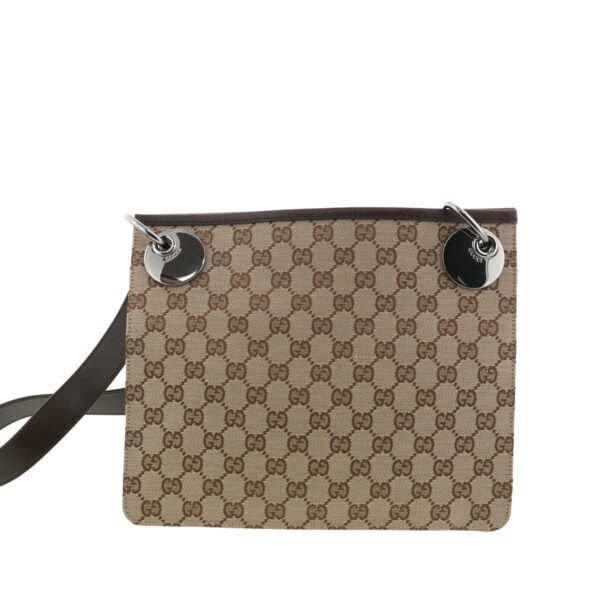 1240004018570 3 Gucci GG Canvas Shoulder Bag Brown