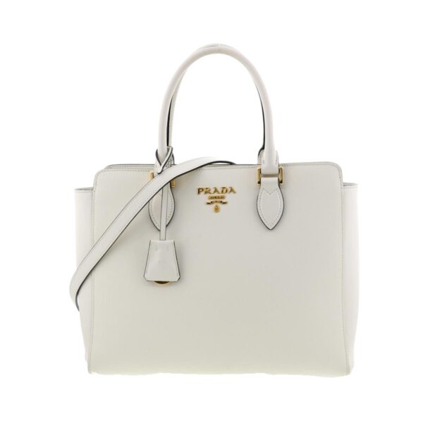 1240004019212 1 Prada Saffiano 2way Hand Bag White