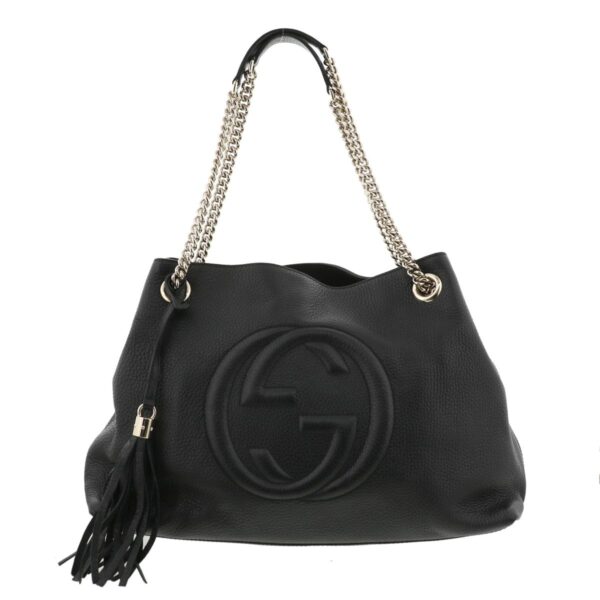 1240004019635 1 Gucci Interlocking G Chain Shoulder Bag Black