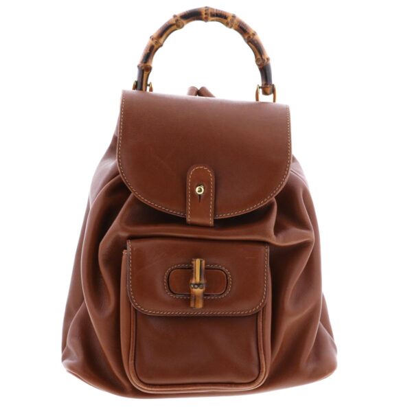 1240004023825 1 Gucci Bamboo Brook Bag Rucksack Brown