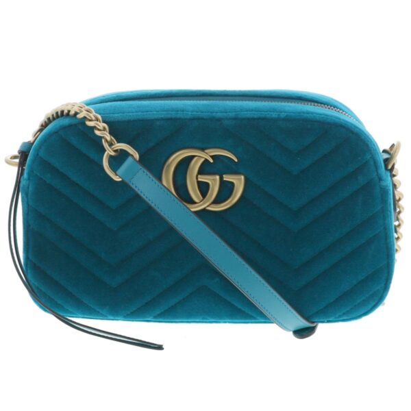 1240004024507 1 Gucci GG Marmont Velor Shoulder Bag Blue