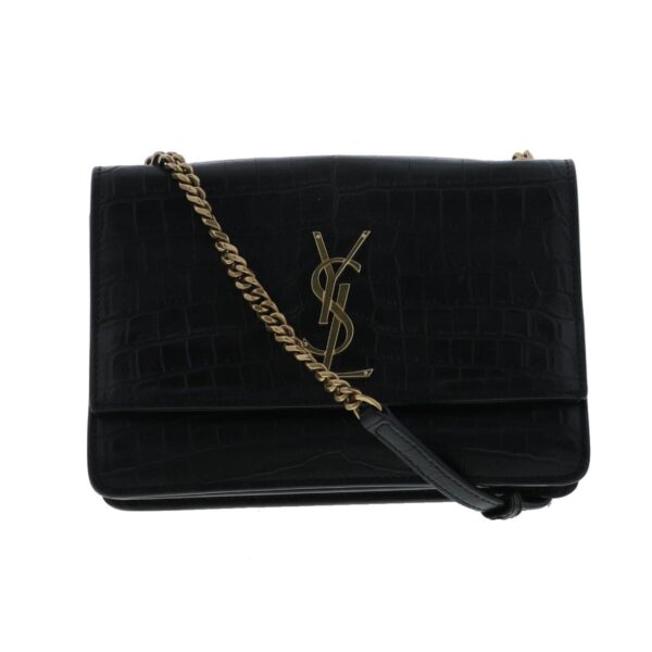 1240004025023 1 Saint Laurent Monogram Chain Shoulder Bag Black