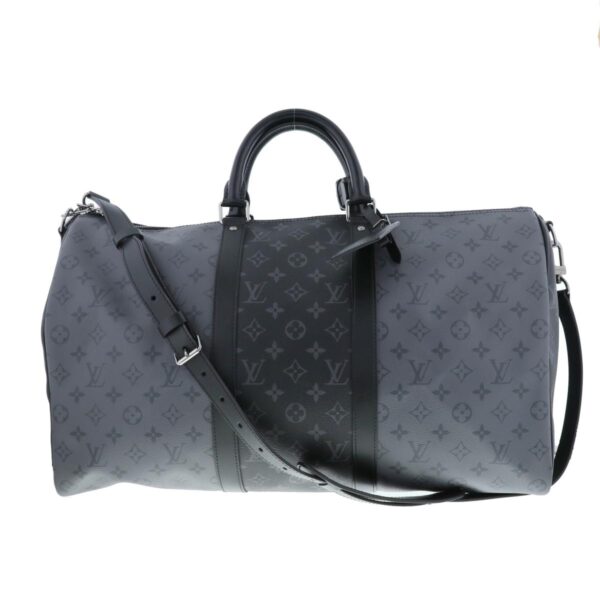 1240004026882 1 Louis Vuitton Keepall Bandolier 50 Bag Monogram Eclipse Black