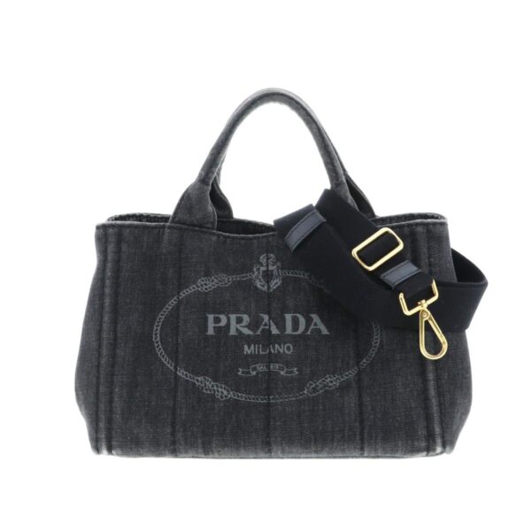 1240004027592 1 Prada Canapa Mini 2way Shopping Handbag Gray