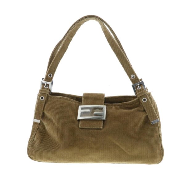 1240004027640 1 Fendi Mamma W Flap Corduroy Shoulder Bag Brown