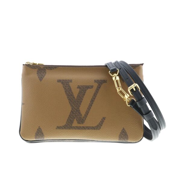 1240004027934 1 Louis Vuitton Pochette Double Zip Shoulder Bag Brown