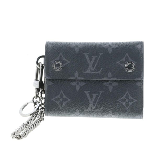 1240004028011 1 Louis Vuitton Chain Compact Wallet Trifold Monogram Eclipse Black