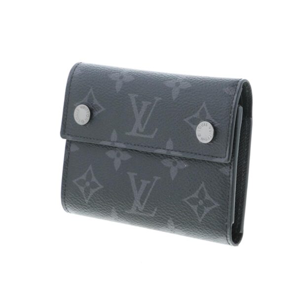 1240004028011 2 Louis Vuitton Chain Compact Wallet Trifold Monogram Eclipse Black