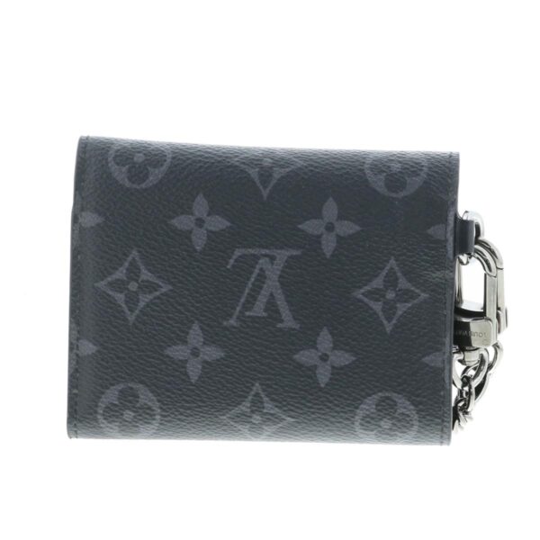 1240004028011 3 Louis Vuitton Chain Compact Wallet Trifold Monogram Eclipse Black