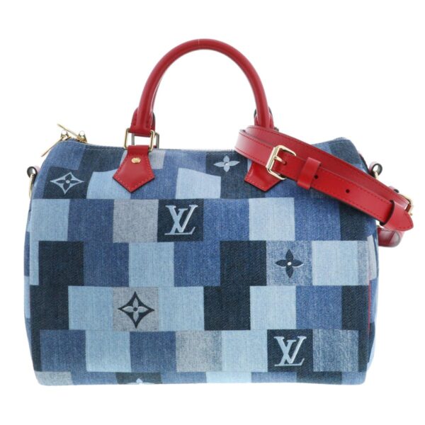 1240004028412 1 Louis Vuitton Speedy Bandouliere 30 Shoulder Bag Denim Blue