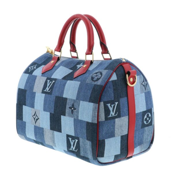 1240004028412 2 Louis Vuitton Speedy Bandouliere 30 Shoulder Bag Denim Blue