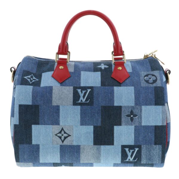 1240004028412 4 Louis Vuitton Speedy Bandouliere 30 Shoulder Bag Denim Blue